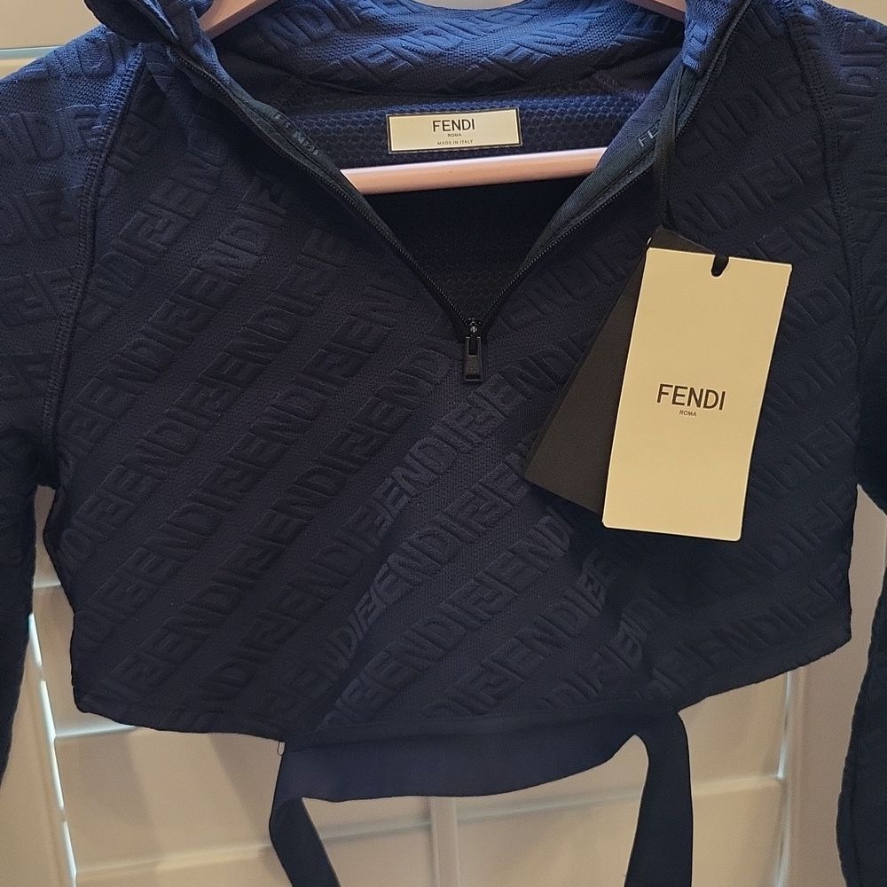 Fendi Top Knitted Fabric Atlhletic Wear Hoodie Cropped - Picture 3 of 11